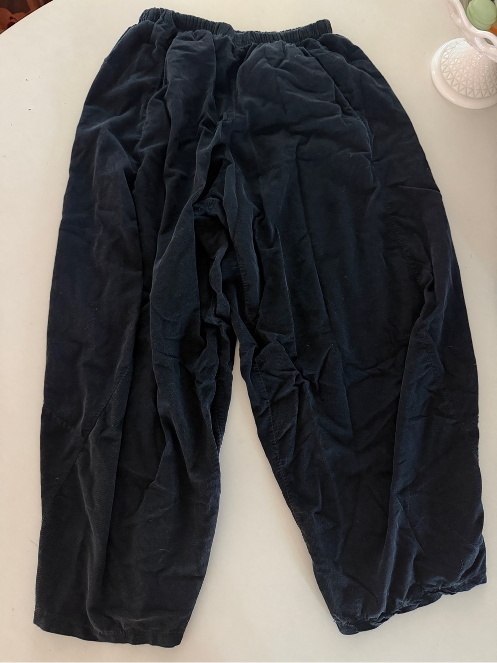 Sage Made in Italy Velvet corduroy Elastic Waist Balloon Pants - Black